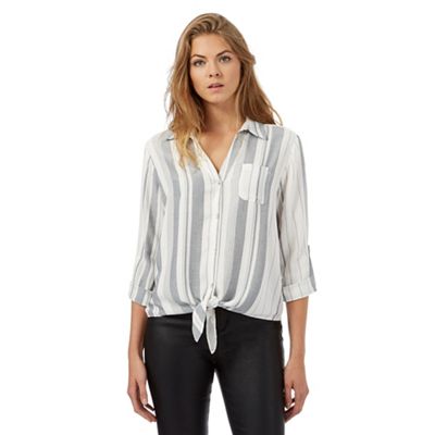 Red Herring Ivory tie front striped shirt